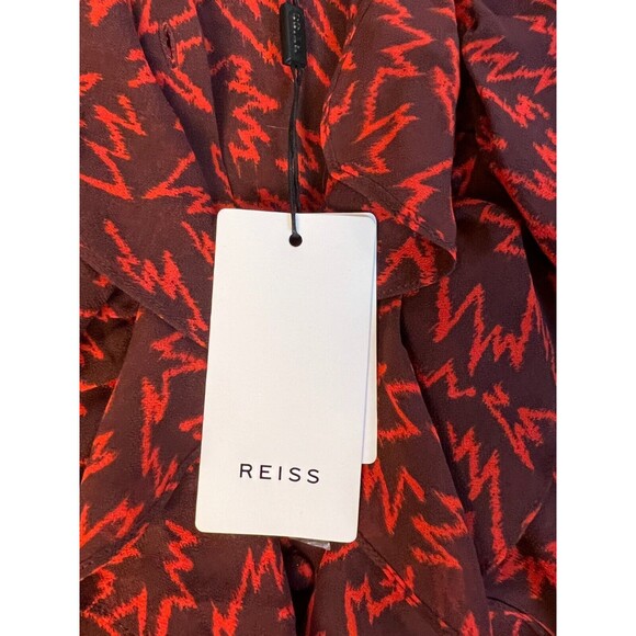 REISS Pippa Zig Zag Ruffle Blouse Top Womens US 0 UK 4 Red Long Sleeve $240 NWT - Picture 6 of 10
